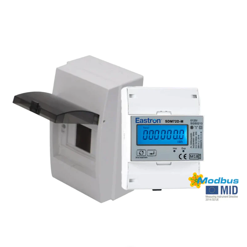 Bundle: SDM72D-M-MID V2 & Din Rail Enclosure