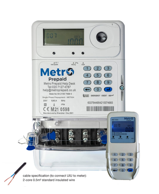MET004 Metro Single Phase Prepay Meter with Wired Keypad