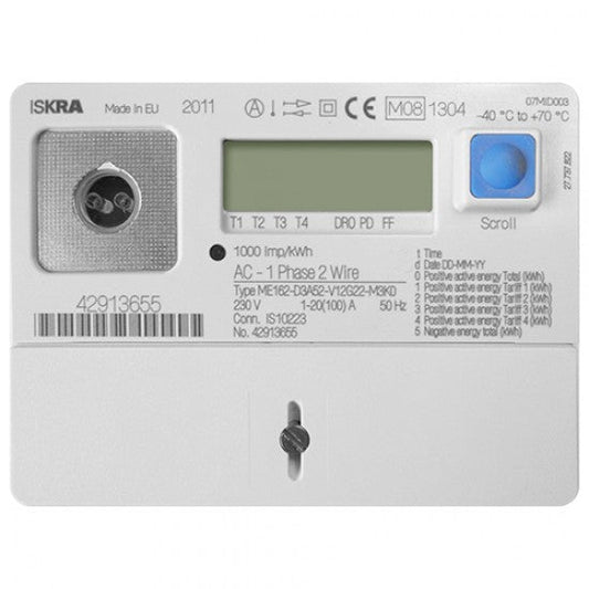 JSG Metering Iskra ME162 Single Phase Economy 7 Dual Tariff Meter