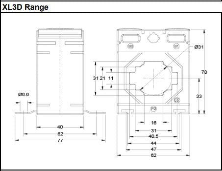 XL3D Single phase CT 100-800A Primary Input/ 5A Secondary Output