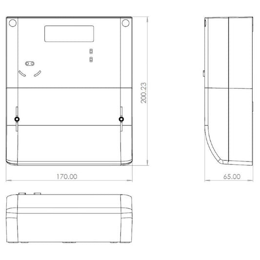 AnyMeters.co.uk Emlite Emp1 Three Phase Wall Mounted Meter Dimensions