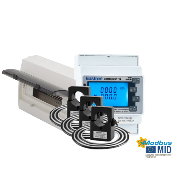 Bundle: SDM630MCTE-MID & DIN RAIL ENCLOSURE & 3x T24 Current Transformers