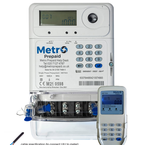MET004 Metro Single Phase Prepay Meter with Wired Keypad