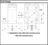 XL2C Single Phase CT 80-600A Primary Input/ 5A Secondary Output